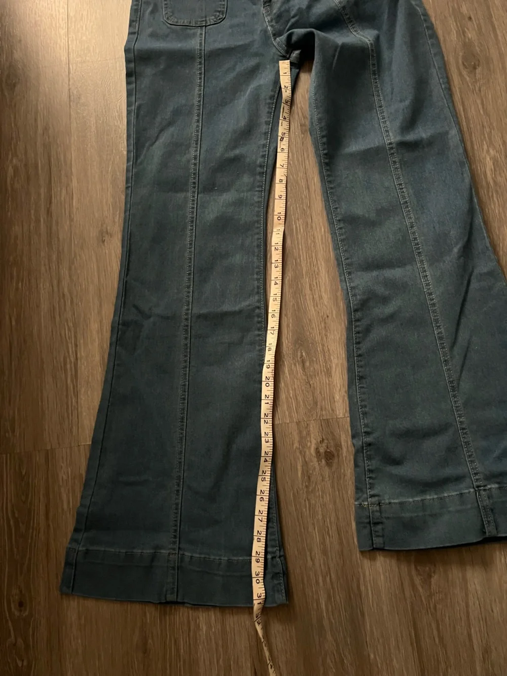 Women's Blue Flare Jeans with Front Button Detail- Retro Sailor Jeans